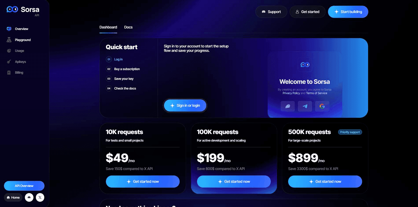 Sorsa API screenshot